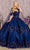 Elizabeth K GL3179 - Floral Off-Shoulder Ballgown Special Occasion Dress XS / Navy