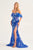 Ellie Wilde EW34034 - Feather trim Sweetheart Evening Dress Evening Dresses 00 / SAPPHIRE