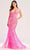 Ellie Wilde EW35006 - Feather Sequin Evening Dress Evening Dresses 00 / Hot Pink