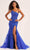 Ellie Wilde EW35049 - Embroidered Asymmetrical Neck Prom Gown Prom Dresses 00 / Royal Blue