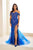 Ellie Wilde EW35082 - Off-Shoulder Floral Evening Dress Prom Dresses 00 / Royal Blue