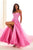 Ellie Wilde EW35101 - Glitter Tulle Floral Lace Prom Dress Evening Dresses 00 / Hot Pink