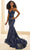 Ellie Wilde EW36003 - Floral Sequin Lace Mermaid Prom Dress Prom Dresses 00 / Navy Blue