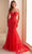 Ellie Wilde EW36008 - Plunging Neckline Trumpet Prom Dress Prom Dresses 00 / Strawberry