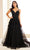 Ellie Wilde EW36015 - Floral Embroidered Plunging Neck Prom Dress Prom Dresses 00 / Black