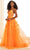 Ellie Wilde EW36015 - Floral Embroidered Plunging Neck Prom Dress Prom Dresses 00 / Orange