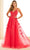 Ellie Wilde EW36015 - Floral Embroidered Plunging Neck Prom Dress Prom Dresses 00 / Strawberry