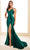 Ellie Wilde EW36022 - Dual Straps High Slit Prom Gown Prom Dresses 00 / Emerald