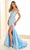 Ellie Wilde EW36024 - Illusion Side Cutout Mermaid Prom Gown Prom Dresses 00 / Lt.Blue