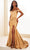 Ellie Wilde EW36026 - Pleated Detail Cold Shoulder Prom Gown Prom Dresses 00 / Gold