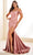 Ellie Wilde EW36026 - Pleated Detail Cold Shoulder Prom Gown Prom Dresses 00 / Rose Gold