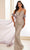 Ellie Wilde EW36027 - V-Neck Allover Beaded Prom Gown with Cape Prom Dresses 00 / Silver/Nude