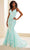 Ellie Wilde EW36034 - Floral Sequin Strappy Back Prom Gown Prom Dresses 00 / Mint