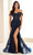 Ellie Wilde EW36059 - Floral Embroidered Off-Shoulder Prom Gown Prom Dresses 00 / Navy Blue