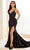 Ellie Wilde EW36065 - Sequin Appliqued High Slit Prom Gown Prom Dresses 00 / Black