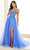 Ellie Wilde EW36066 - Stone Accented A-Line Prom Gown Prom Dresses 00 / Blue Moon