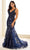 Ellie Wilde EW36074 - Mermaid Sequin Appliqued Prom Gown Prom Dresses 00 / Navy Blue