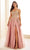 Ellie Wilde EW36083 - Off-Shoulder Straps A-Line Prom Gown Prom Dresses 00 / Dusty Rose/Gold