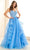 Ellie Wilde EW36085 - Deep V-Neck Ruffle Accent Prom Gown Prom Dresses 00 / Bluebell