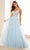 Ellie Wilde EW36085 - Deep V-Neck Ruffle Accent Prom Gown Prom Dresses 00 / Ice Blue