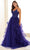 Ellie Wilde EW36085 - Deep V-Neck Ruffle Accent Prom Gown Prom Dresses 00 / Indigo