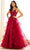 Ellie Wilde EW36085 - Deep V-Neck Ruffle Accent Prom Gown Prom Dresses 00 / Wine