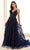 Ellie Wilde EW36088 - Floral Embroidered Open Back Prom Gown Prom Dresses 00 / Midnight