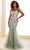 Ellie Wilde EW36090 - Floral Appliqued Trumpet Prom Gown Prom Dresses 00 / Dk Sage/Multi