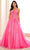 Ellie Wilde EW36202 - Crisscross Back Floral Appliqued Prom Gown Prom Dresses 00 / Barbie Pink