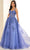 Ellie Wilde EW36202 - Crisscross Back Floral Appliqued Prom Gown Prom Dresses 00 / Dark Perwinkle