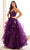 Ellie Wilde EW36203 - Floral Embroidered Sheer Corset Prom Dress Prom Dresses 00 / Dark Plum