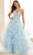 Ellie Wilde EW36203 - Floral Embroidered Sheer Corset Prom Dress Prom Dresses 00 / Lt.Blue