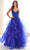 Ellie Wilde EW36203 - Floral Embroidered Sheer Corset Prom Dress Prom Dresses 00 / Royal Blue