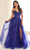 Ellie Wilde EW36204 - Floral Appliqued Off-Shoulder Prom Gown Prom Dresses 00 / Sapphire