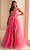 Ellie Wilde EW36208 - 3D Floral Plunging Neckline Prom Gown Prom Dresses 00 / Barbie Pink