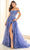 Ellie Wilde EW36209 - Off-Shoulder Foliage Embroidered Prom Gown Prom Dresses 00 / Dark Perwinkle