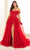 Ellie Wilde EW36209 - Off-Shoulder Foliage Embroidered Prom Gown Prom Dresses 00 / Red