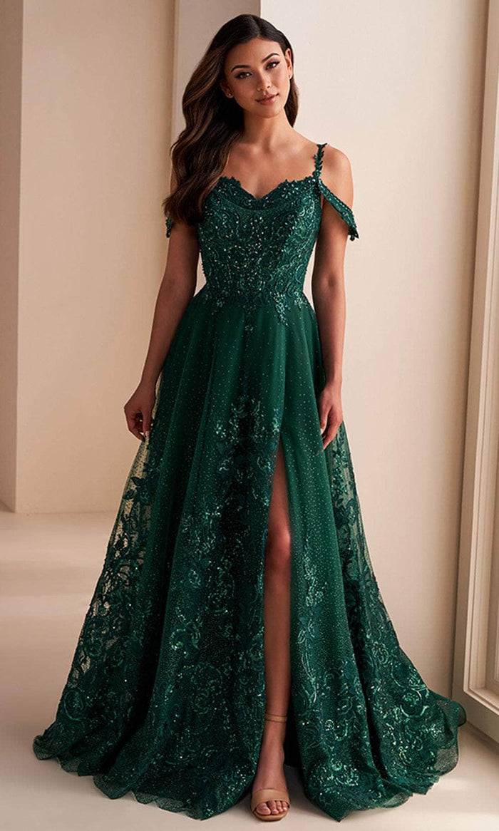 Ellie Wilde EW36220 - Sweetheart Glitter Embroidered Prom Gown Prom Dresses 00 / Emerald