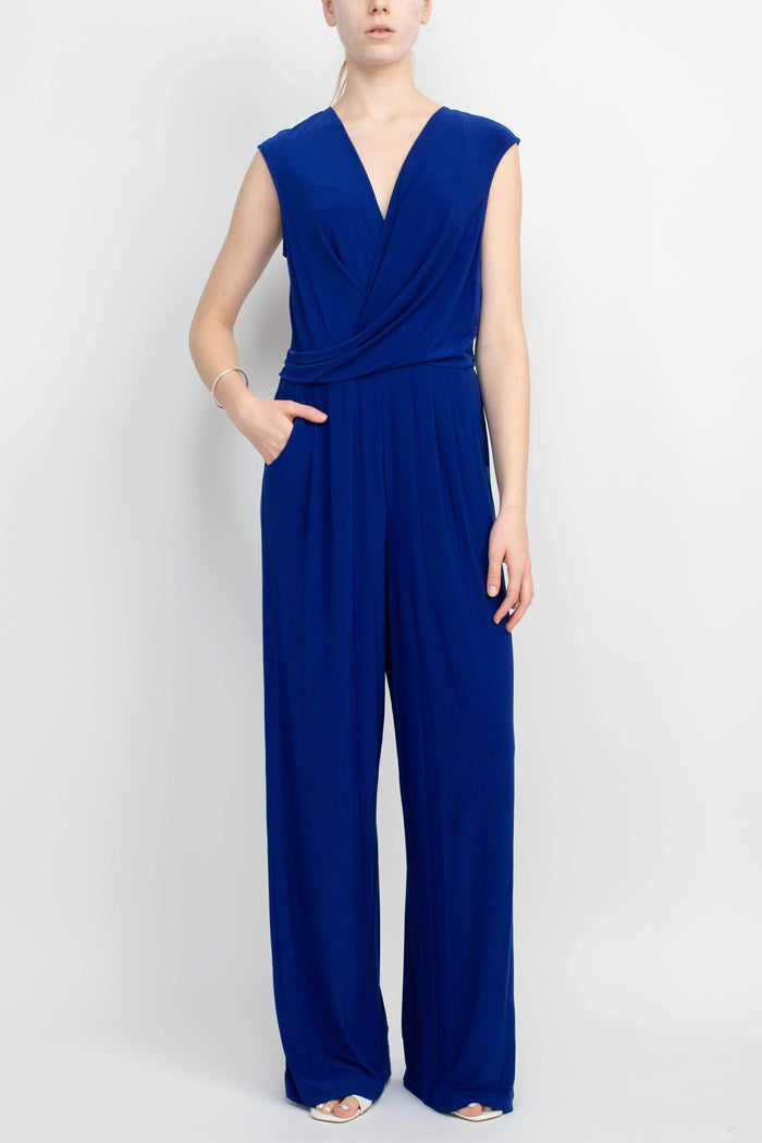 Emma & Michele 101690 - Surplice V-Neck Blouson Jumpsuit Special Occasion Dress