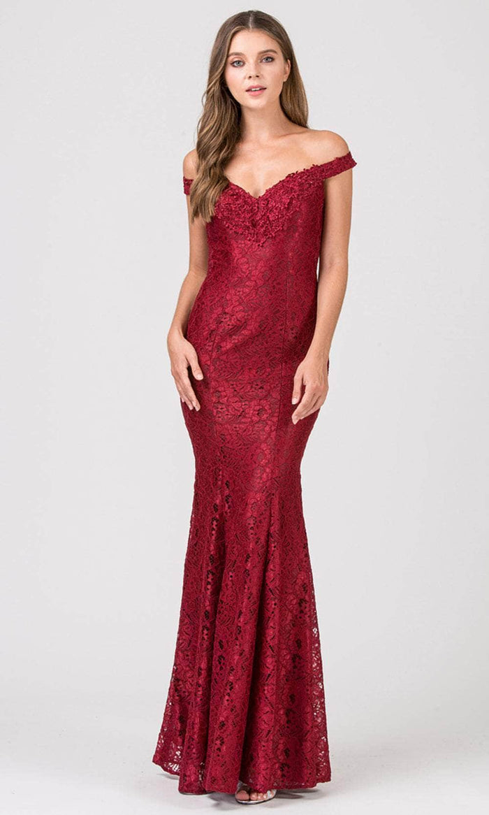 Eureka Fashion 8030 - Sweetheart Lace Sheath Prom Gown Prom Dresses XS / Burgundy