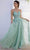 Eureka Fashion 9908 - Floral Glitter A-Line Prom Gown Prom Dresses XS / Sage/Silver