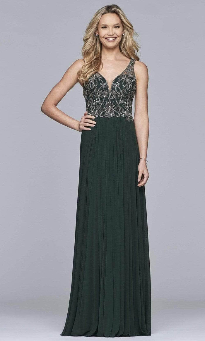 Faviana - 10017 Sleeveless A-line Dress Prom Dresses 2 / Evergreen