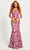 Faviana 11036 - Floral Sequin Prom Gown Prom Dresses 00 / Pink/Silver