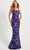 Faviana 11037 - Scoop Neck Cutout Prom Gown Special Occasion Dress 00 / Purple/Navy