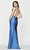 Faviana - One Shoulder Open Back Prom Dress S10645 - 2 pc Coastal Blue in Size 8 Available Prom Dresses