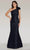 Feriani Couture 18356 - Printed Asymmetrical Neck Evening Gown Evening Dresses 8 / Olive