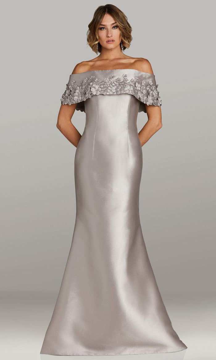 Feriani Couture 18417 - Straight Neckline Mermaid Evening Gown Mother of the Bride Dresses 2 / Silver