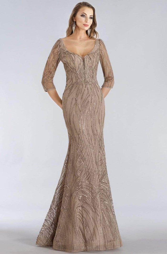 Feriani Couture 26300 - Quarter Sleeve Sequin Formal Dress Mother of the Bride Dresses 14 / Taupe