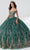 Fiesta Gowns 56463 - Arched Detail Glittered Ball Gown Quinceanera Dresses 0 / Emerald/Gold