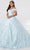 Fiesta Gowns 56464 - Feathered Off Shoulder Ball Gown Ball Gowns 0 / Sky Multi